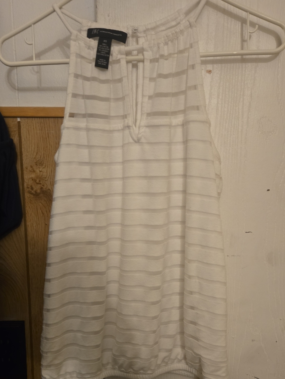 INC International Concepts Ivory Striped Halter Tank